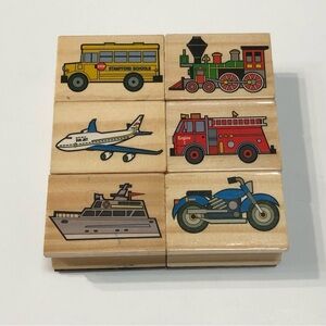 Melissa & Doug 6 Piece Wooden Transportation Stamp Set